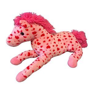Valentine's Day Heart Pattern Laying Down Soft Hot Pink Horse Pony 20" Long